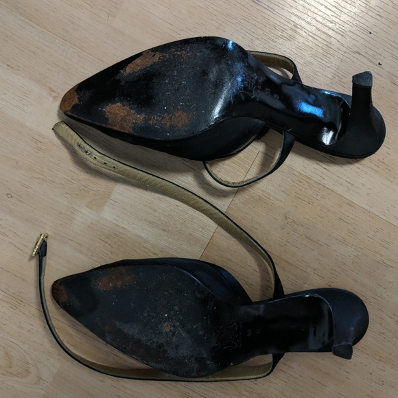 YSL black dressy ankle strap high heal shoes, size 8 M - Picture 12 of 13